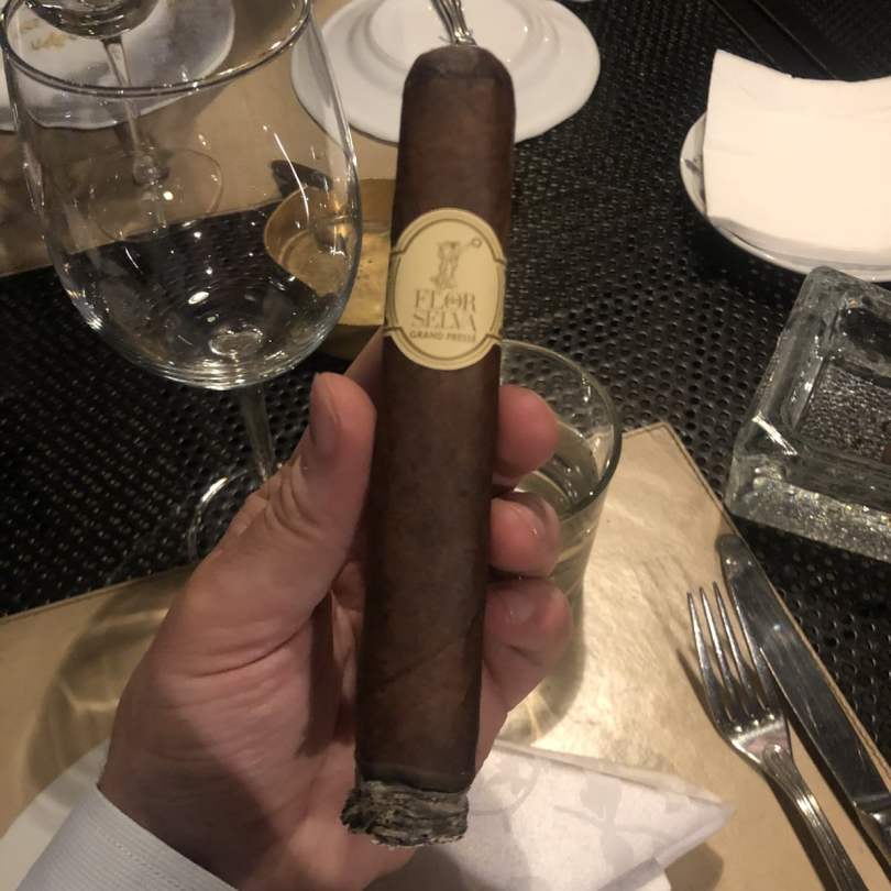 Enjoying a Flor de Selva Maduro Grand Pressé in Beirut, Lebanon.