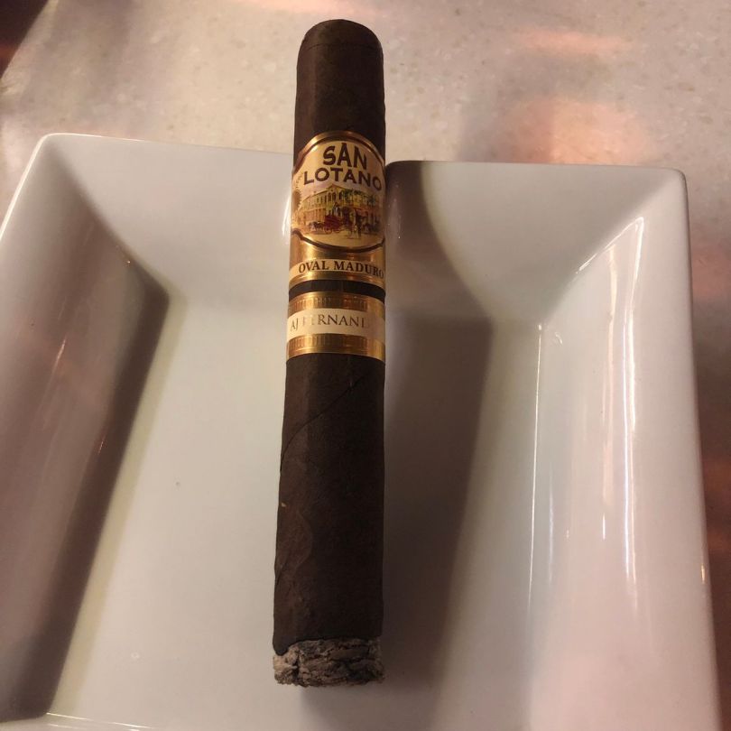 Smoking a San Lotano Oval Maduro at Cafe de Monaco in Beirut, Lebanon