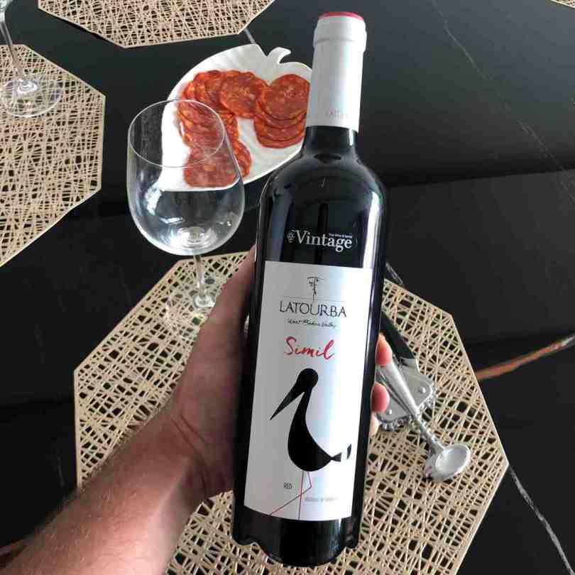 Enjoying a Latourba Simil Red 2017 at home.