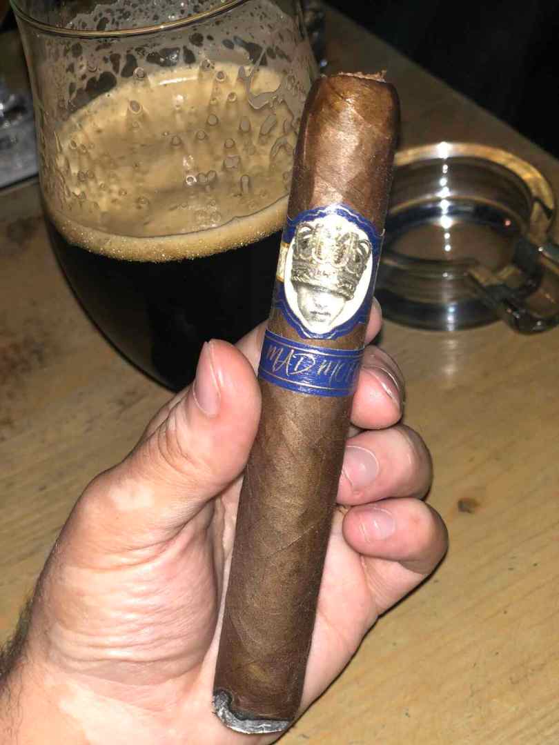 Chris Khatsch smoking a Long Live the King Mad Mofo cigar at Fat Monk Dbayeh, Lebanon