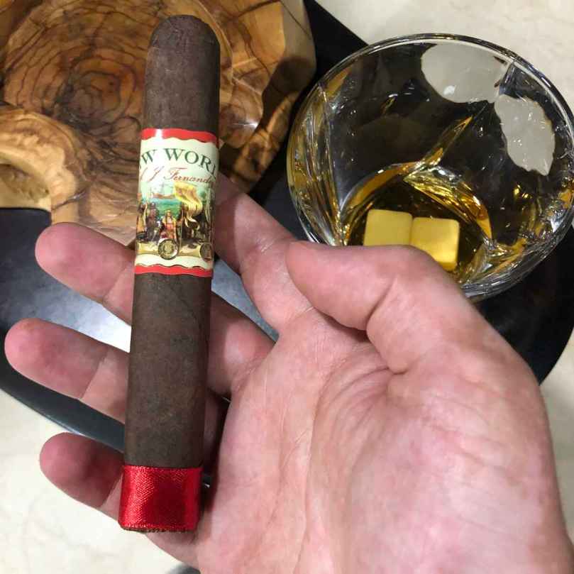 Smoking an AJ Fernandez New World Cigar with a friend.