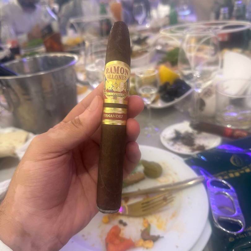 Smoking a good cigar, the Ramon Allones by AJ Fernandez Torpedo, at a wedding in Yerevan, Armenia