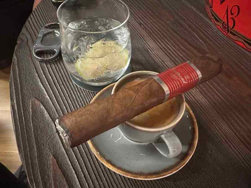 Reviewing the CAO Flathead V660 Carb cigar, smoking it at Club Mareva Beirut, Lebanon.